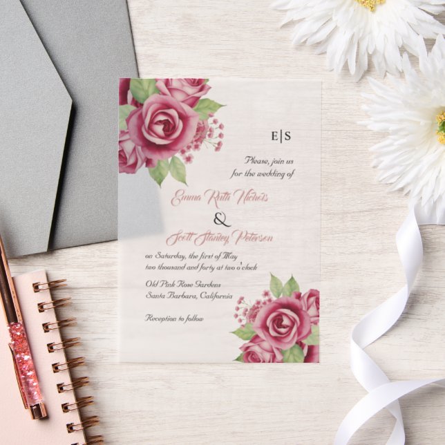 Rosa Aquarellfarben Rose Blume (Hochzeit)