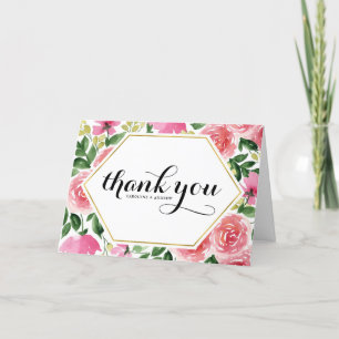 Rosa Aquarellfarben Rose Blumenzehen Dankeskarte