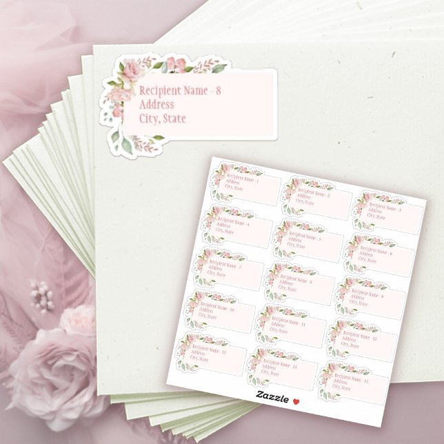 Rosa Aquarellfarben Rose Brautparty Mailing Labels (Pink Watercolor Roses Bridal Shower Mailing Labels Sticker)