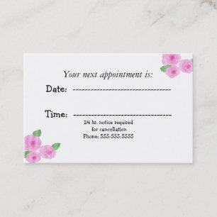 Rosa Aquarellfarben Rose Bürokarte Terminkarte