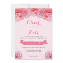 Rosa Aquarellfarben Rose Einladung zur Blumenhochz