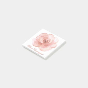 Rosa Aquarellfarben Rose Elegante Name Amt Hübsch Post-it Klebezettel