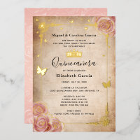Rosa Aquarellfarben Rose Gold Quinceñera