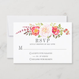 Rosa Aquarellfarben Rose Grüne UAWG RSVP Karte