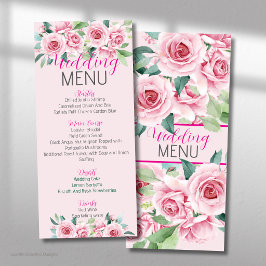 Rosa Aquarellfarben Rose Hochzeitmenü Menükarte