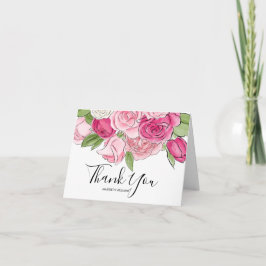 Rosa Aquarellfarben Rose Kinderdusche geklappt Dankeskarte