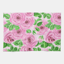 Rosa Aquarellfarben-Rose mit Blätter und Knospen-P