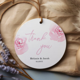 Rosa Aquarellfarben Rose Runde Liebesmarken Geschenkanhänger