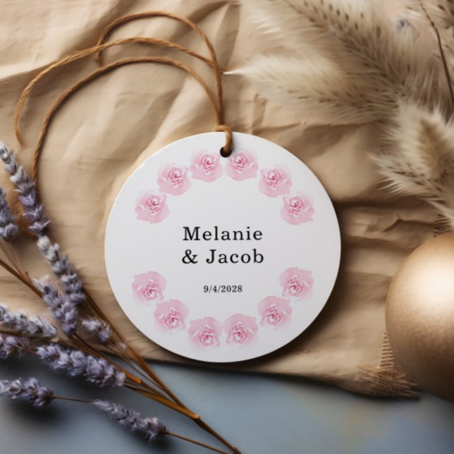 Rosa Aquarellfarben Rose Runde Liebesmarken Geschenkanhänger (Von Creator hochgeladen)