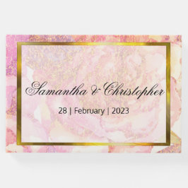 Rosa Aquarellfarben-Rose und Goldhochzeit Gästebuch
