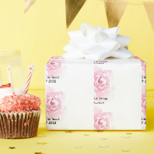 Rosa Aquarellfarben-Rose zum Hochzeitszerkleinern Geschenkpapier