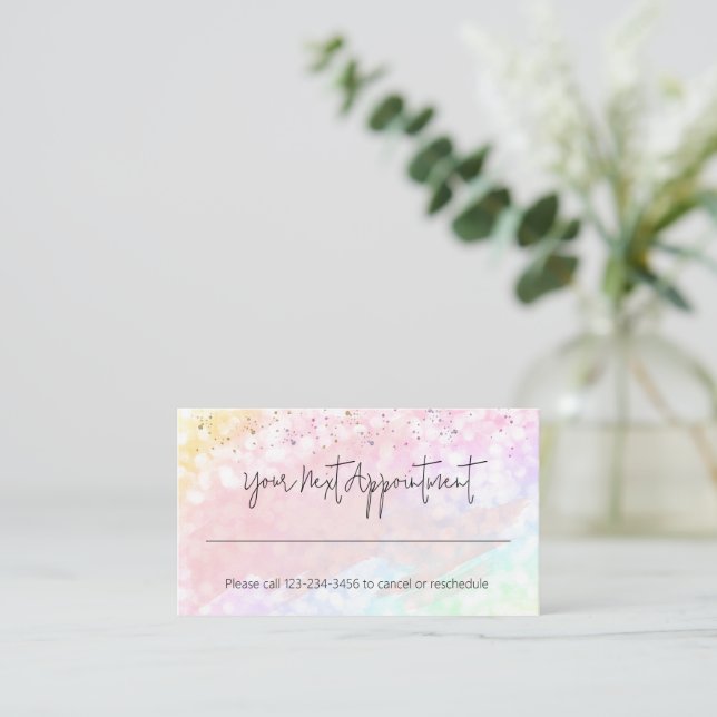 Rosa Aquarellfarben Spritzer Ernennung Erinnerung Visitenkarte (Stehend Vorderseite)