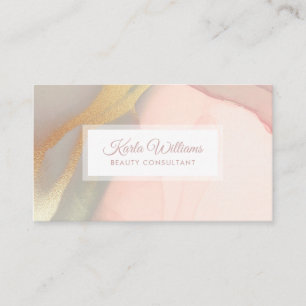Rosa Aquarellfarben und goldener Hintergrund Visitenkarte