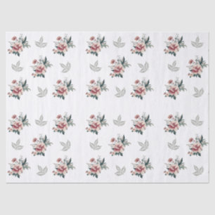 Rosa Aquarellfarbene Rose mit Aquamarinen Folies Seidenpapier