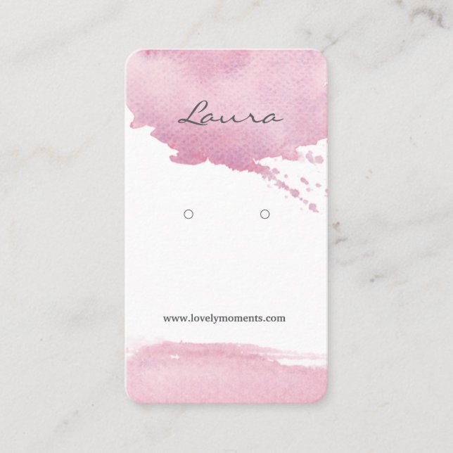 Rosa Aquarellfärbung Pinselstrich Ohrdarstellung Visitenkarte (Vorderseite)