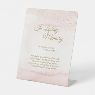 Rosa Aquarellgoldart Hochzeit in liebenden Erinner Sockelschild