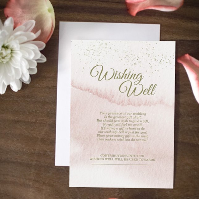 Rosa Aquarellgoldart Hochzeit wünschend gut Begleitkarte (Von Creator hochgeladen)