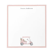 Rosa Aquarellgolfwagen Personalisiert Golfer