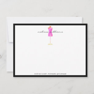 Rosa Aquarellkleid Mannequin Flat Notecard