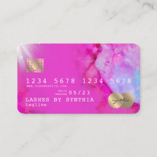 Rosa Aquarellkunst Kreditkarte Stil Gold Visitenkarte