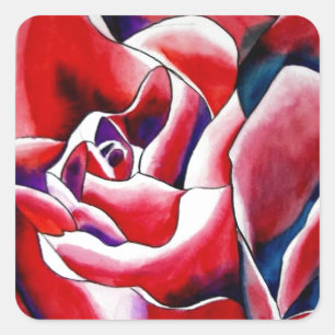 Rosa Aquarellkunst Originale Rose Quadratischer Aufkleber