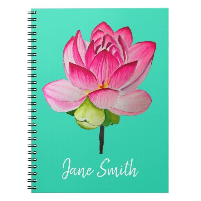Rosa Aquarelllotus Blume Kunst Notizblock (Vorderseite)