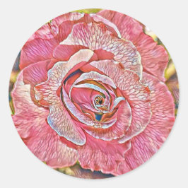 Rosa Aquarellmalerei Runder Aufkleber