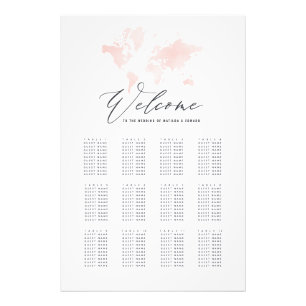 Rosa Aquarellmappe Hochzeitssitzplan Fotodruck