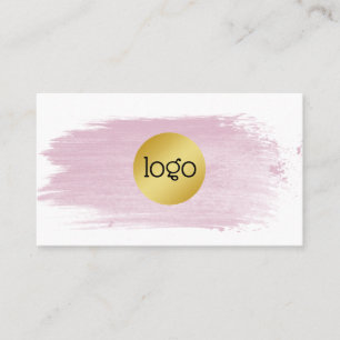 Rosa Aquarellpinsel Gold Ihr Logo Visitenkarte