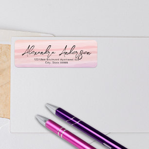 Rosa Aquarellpinsel Pinselstriche Chic Script Labe