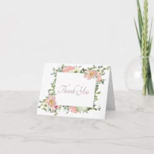 Rosa Aquarellrahmen floralen Rahmen Dank Karte
