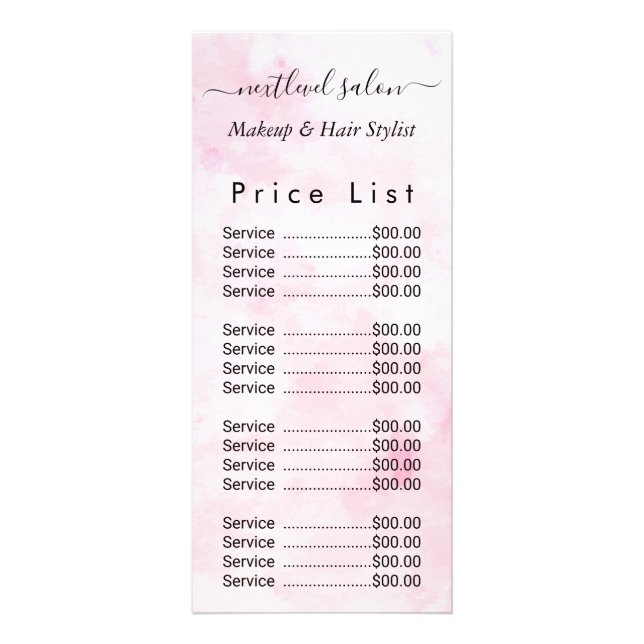 Rosa Aquarellsalon Schönheitssalon Werbekarte (Vorne)