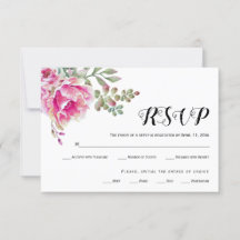 Rosa Aquarellschrift Hochzeit RSVP-Karte