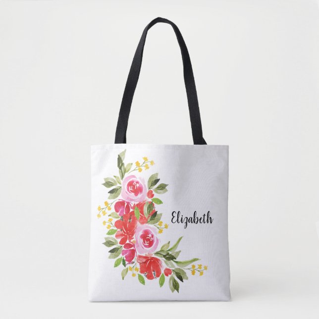 Rosa Aquarellschülerin Tasche (Vorderseite)