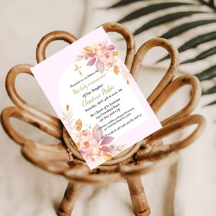 Rosa Aquarellspritze zuerst heilige Kommunion Einladung