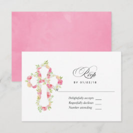 Rosa Aquarelltaufe RSVP Karte