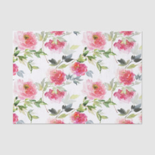Rosa Aquarelltonnen und Grünmuster Seidenpapier