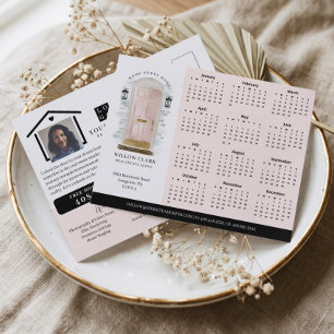Rosa Aquarelltore Real Anwesen Kalender 2024 Postkarte
