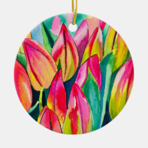 Rosa Aquarelltulis Kunst Keramik Ornament