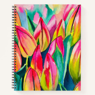 Rosa Aquarelltulis Kunst Notizbuch