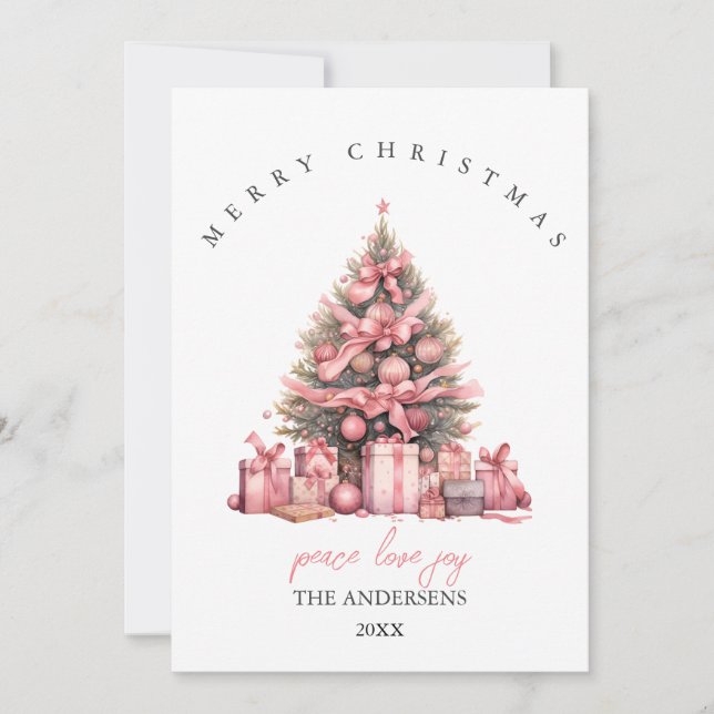 Rosa Aquarellwein Weihnachtskarte Einladung (Vorderseite)
