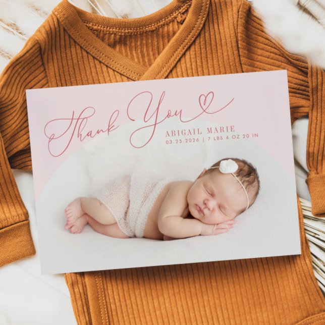 Rosa Arch Frame Danke für die Geburtserklärung Ankündigung (Von Creator hochgeladen)