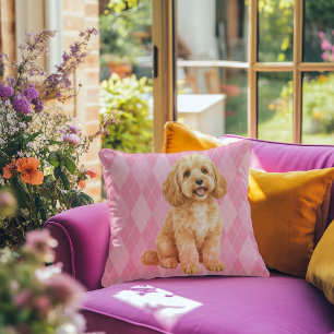 Rosa Argyle Golden Cockapoo Kissenhülle Kissen