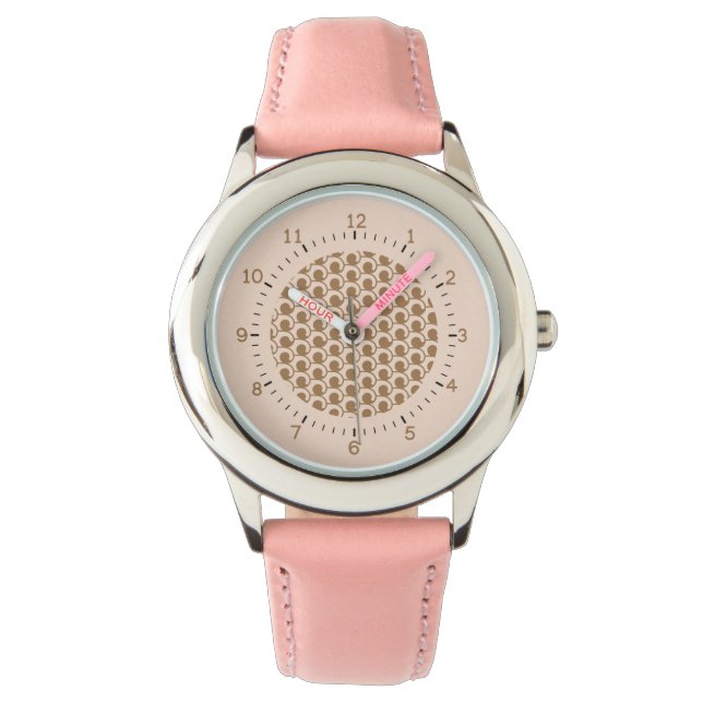 Rosa Art Deco Armbanduhr (Vorderseite)