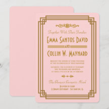 Rosa Art Déco Einladungen für Hochzeiten