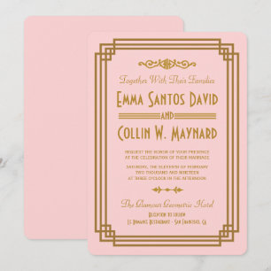 Rosa Art Déco Einladungen für Hochzeiten