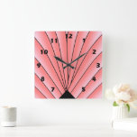 Rosa Art Deco Quadratische Wanduhr<br><div class="desc">Wall-Uhr Kunst Deko Design. Sie können diese Uhr mit jedem beliebigen Text Ihrer Wahl anpassen. Sollten Sie Hilfe bei der Anpassung benötigen,  kontaktieren Sie uns über den Link auf dieser Seite. Die Deko-Wanduhr in Rosa.</div>