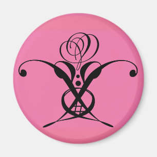 Rosa Art Deco Schwarz Geblüht Rose Magnet