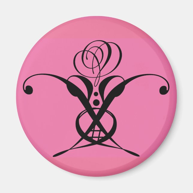 Rosa Art Deco Schwarz Geblüht Rose Magnet (Vorne)