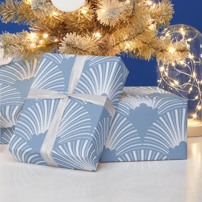 Rosa Art-Deko-Muster auf weißem Hintergrund Geschenkpapier (Feiertage)